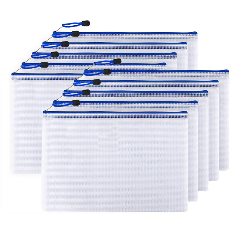 Waterproof Double Layer Mesh Multicolor Plastic A4 Clear Pvc Zipper Pen File Document Folders