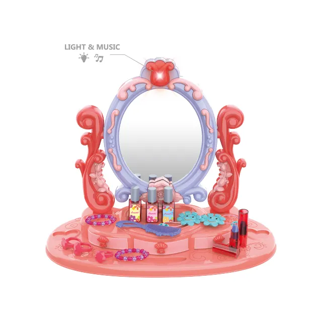 Children pretend play sets dresser beautiful girls makeup toys with mirror