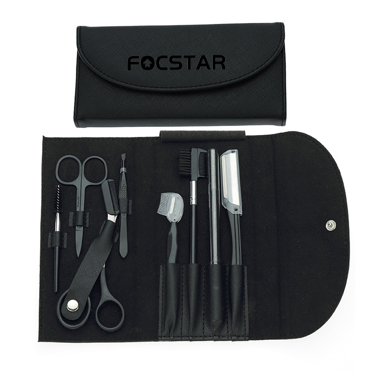 Focstar для девочек от 5 до 8 лет штук бровей Триммер для стрижки животных комплект карандаш для бровей бритвы Ножницы бровей триммер Расческа из искусственной кожи чехол (BT9018)