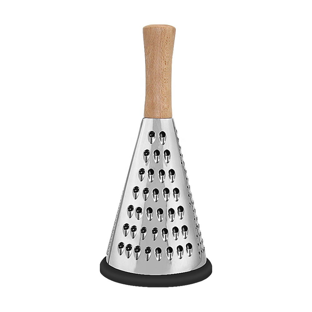 8 Inch Cylindrical Stainless Steel Sharp Blade Wooden Handle 3 Sided Fruit Potato Vegetable Cutting Grater Cheese Shredder