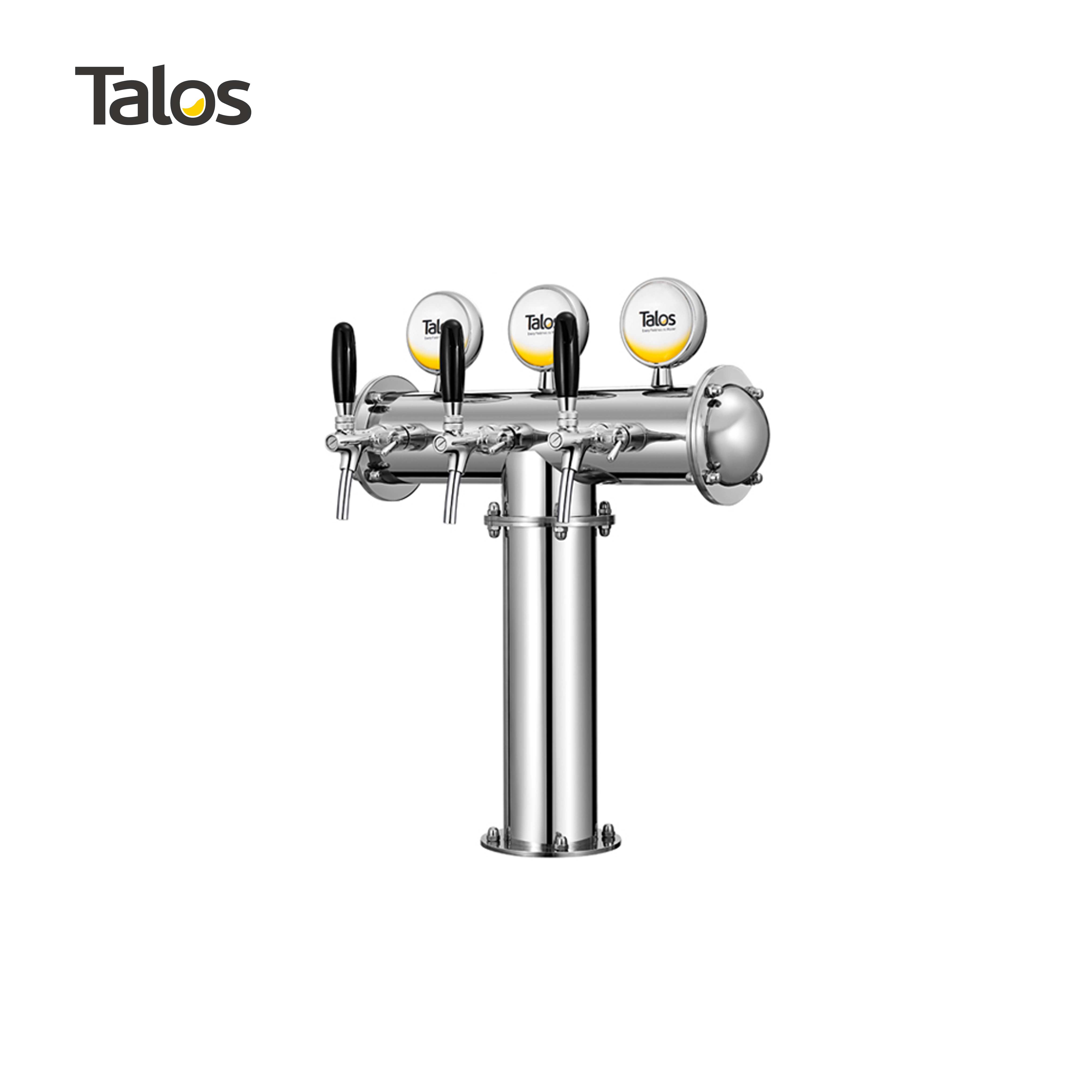TALOS T Tower башня из нержавеющей стали, 3 крана, башня 102 мм, дозирующее оборудование для пива, пивная башня (полированная, светодиодная)
