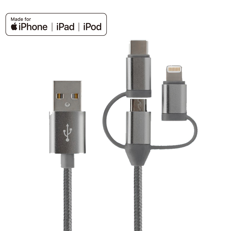 Нейлоновая оплетка MFi type c micro usb кабель для iphone 12 lightning Кабель для быстрой зарядки 3 в 1 кабель для передачи данных
