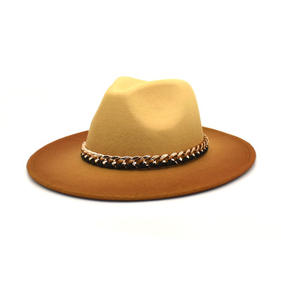 Fashion Fake Wool Felt Fedora 2 tone hat different color brim women fedora hats with pearls