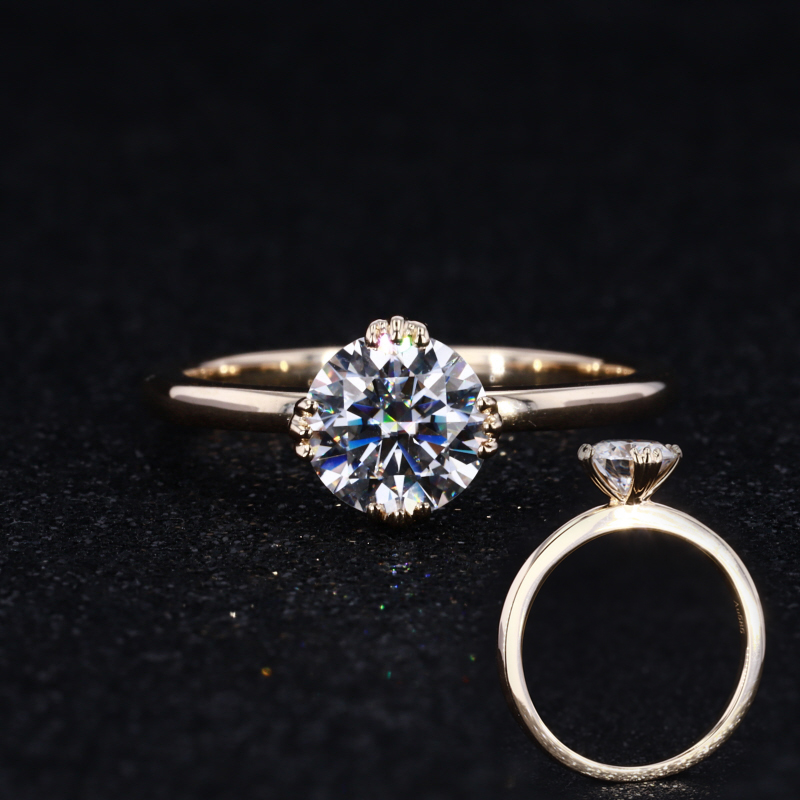starsgem jewelry ring moissanite main stone 1carat three double prong wedding rings gold