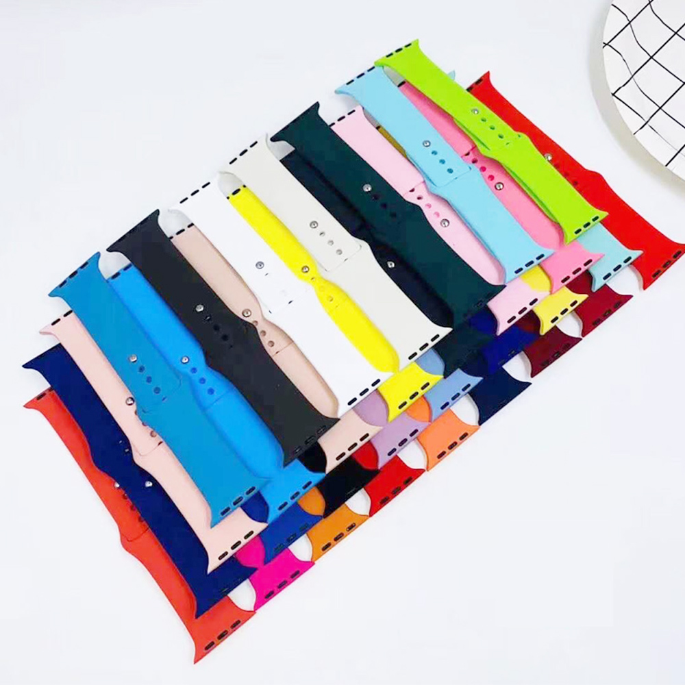 Optional Color 38mm 42mm Rubber Silicone Bracelet Smart Watch Strap Band For Apple Watch Strap
