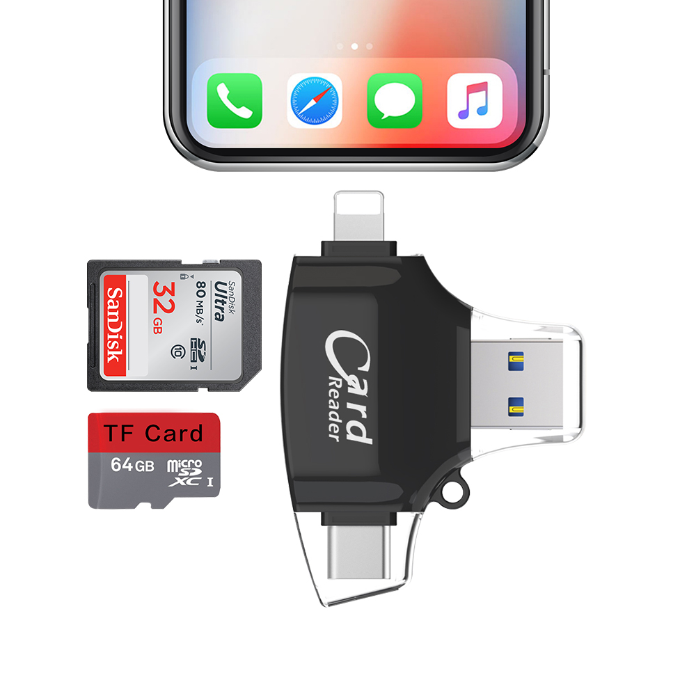 2022 Julyso Лидер продаж 4 в 1 OTG USB C кардридер Micro USB считыватель данных записывающее устройство для micro SD карт для мобильного телефона