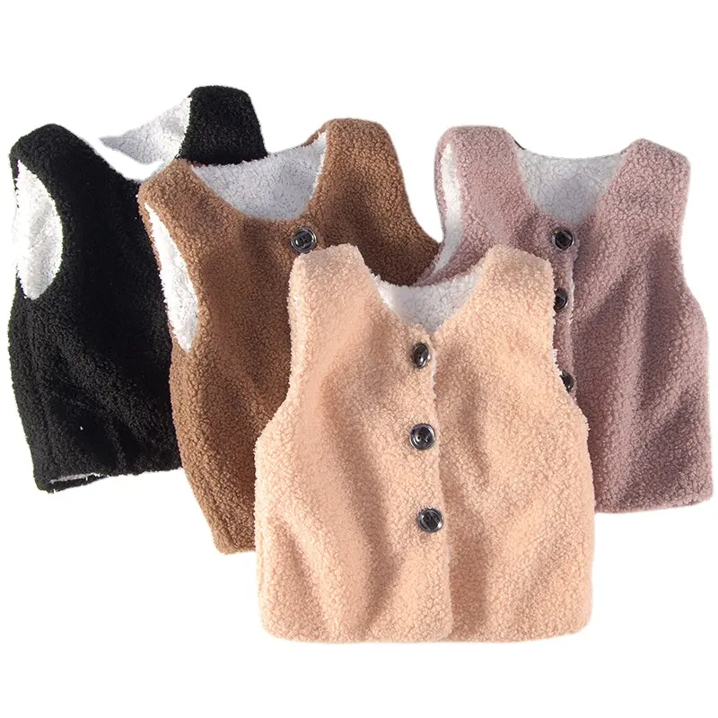 QC-MJ-015 Autumn and winter lamb wool plus velvet vest baby outing warm baby winter vest