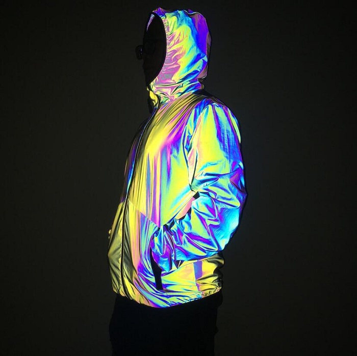 full rainbow reflective men jackets outdoor