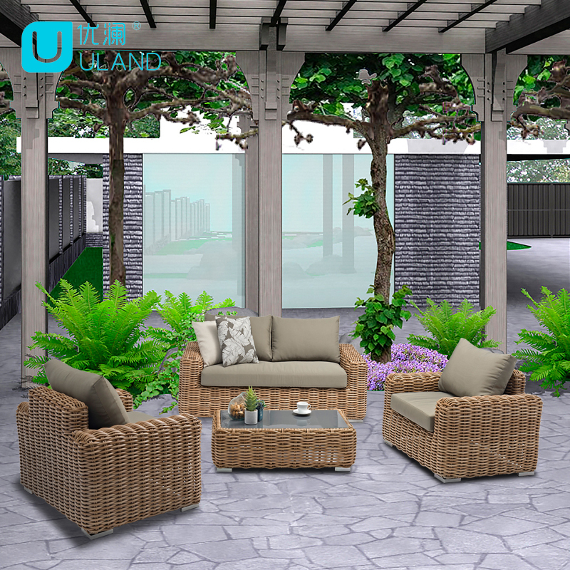 Uland All Weather Leisure Garden Set Outdoor Furniture Sofa Simple Outdoor Wicker Rattan Furniture Patio Sofa Set