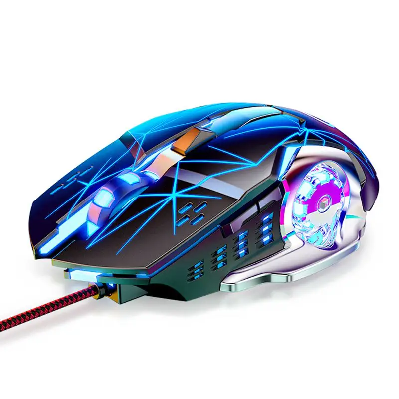 New G15 Low-less Braided Wire Usb Mouse Adjustable DPI Mechanical Laser 7 Color Breathing Led Light Wired Gaming Mouse For Gamer