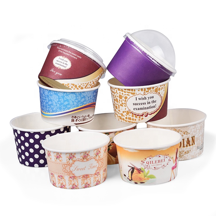 biodegradable 3oz paper gelato ice cream cup disposable custom 4oz yogurt ice cream packaging paper cup 16oz ice cream container