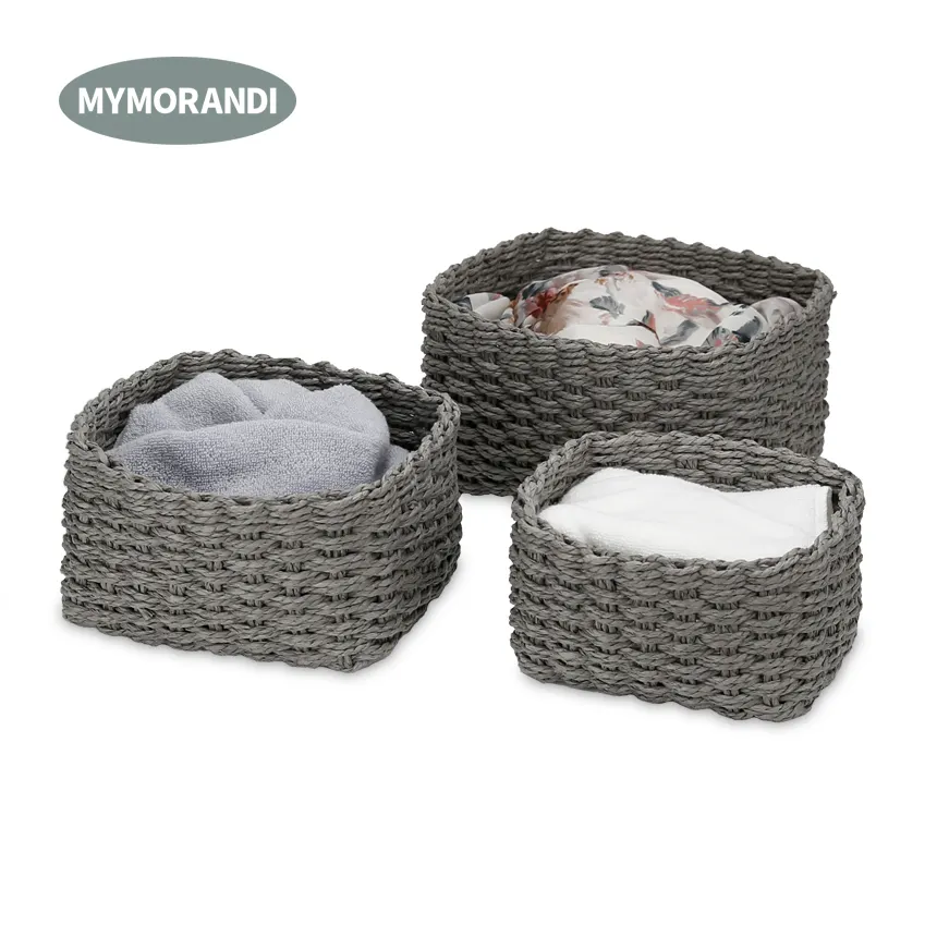 Natural paper rope woven baskets set storage baskets for kids' toys sundries storage box
