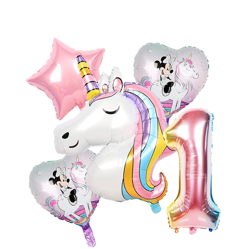 6 шт./компл. Радуга Единорог шар Globos номер декорации ко дню рождения Детская Единорог вечерние свадебные воздушные шары