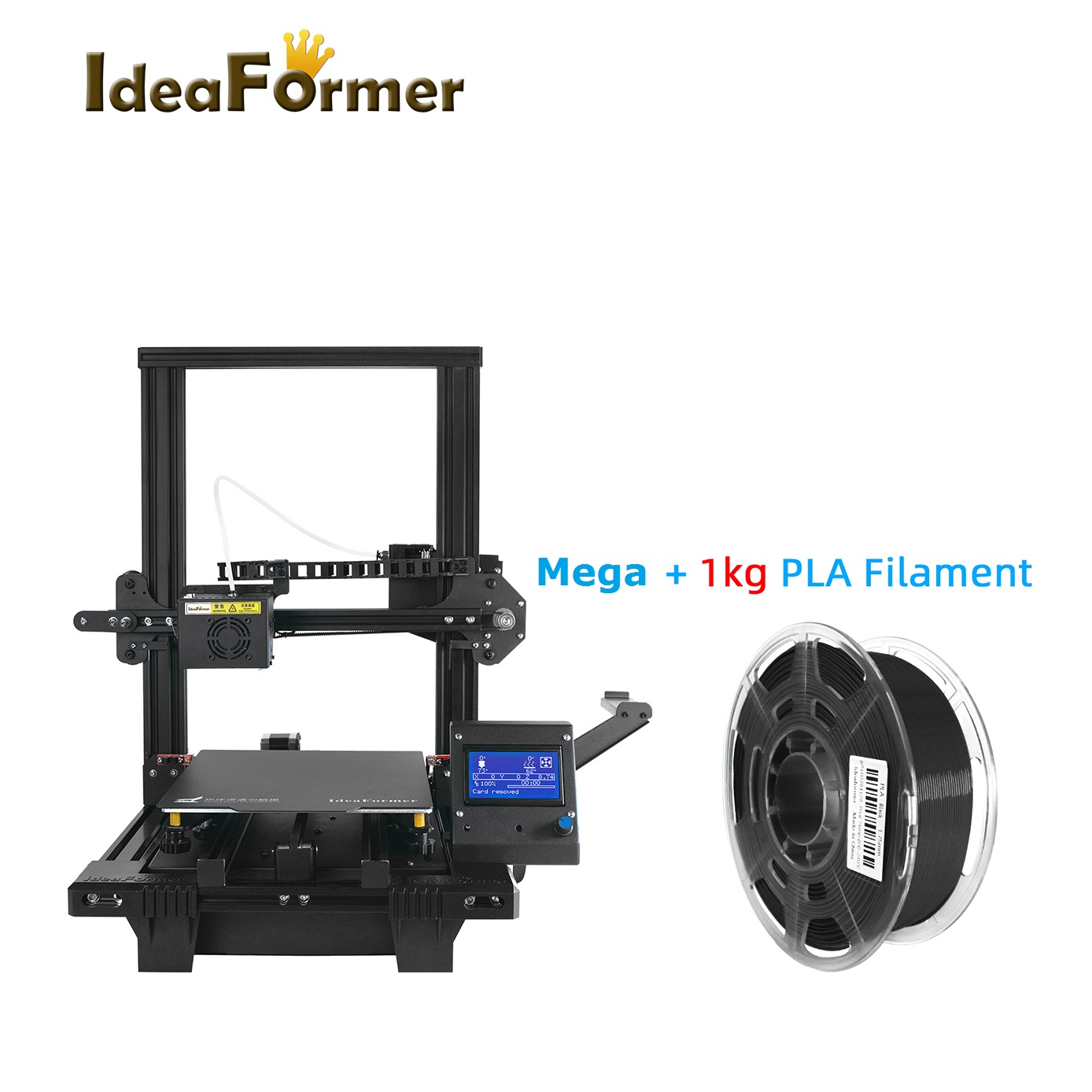 RTS Ideaformer Mega Высокоточный ультра-тихий FDM принтер DIY 3D принтер с 1,5 кг PLA нити Черный цвет 0,05 ~ 0,3 мм 0,95 кг