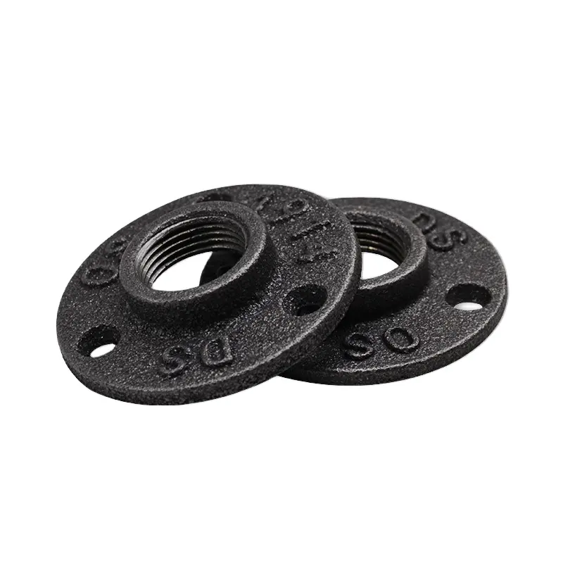 Floor Flanges Malleable Iron Black Metal Decorative Pipe Fitting Floor Flanges made in china