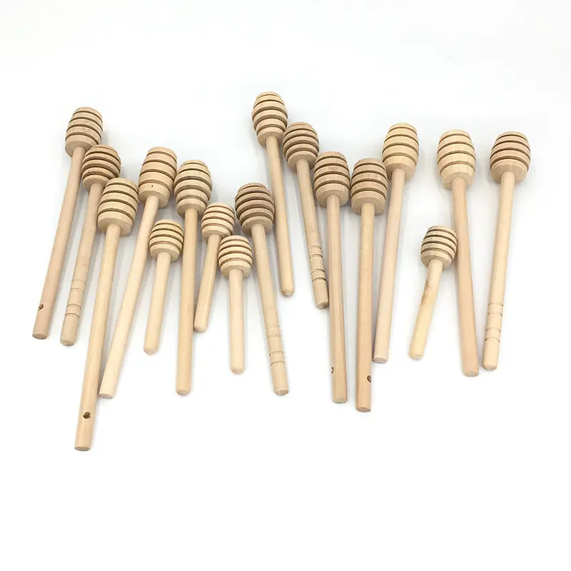 Hot selling high grade quality 8cm wood honey dipper sticks mini honey dipper accepting custom logo