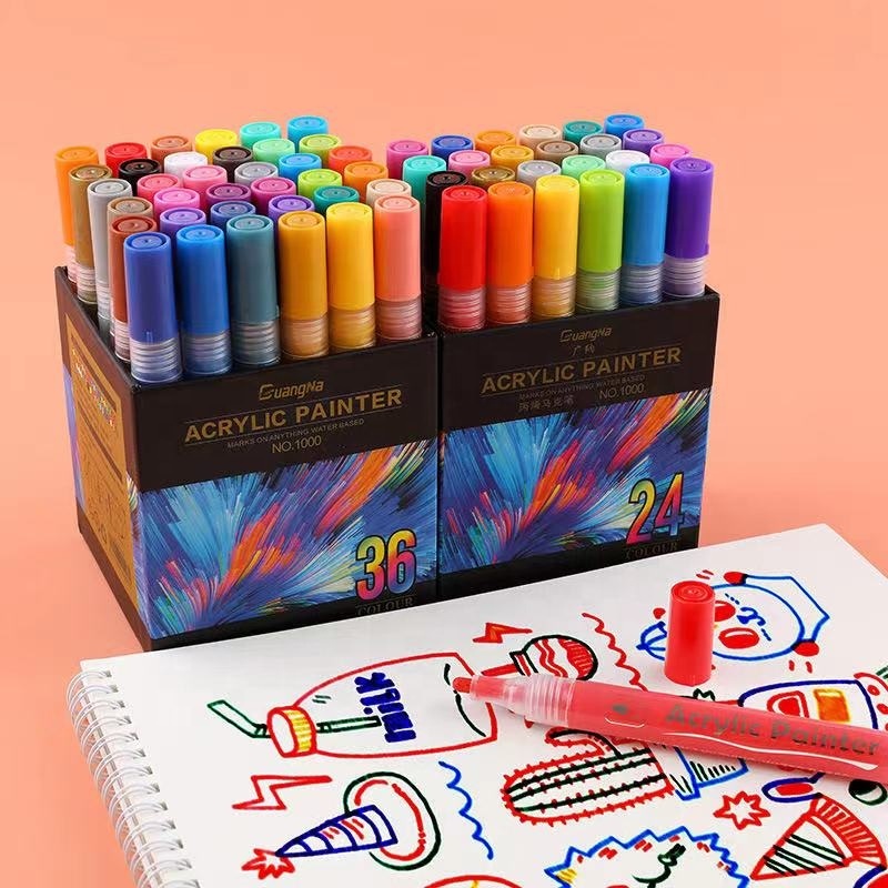 Wholesale multi-colorful acrylic painter Pen Set OEM Customized Art marker acrylic paint brush painting art supplies set