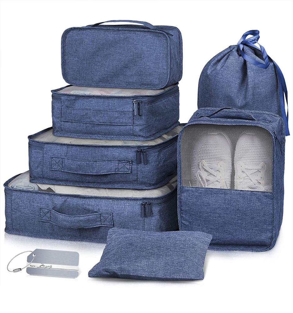 2020 New Product Nice Large Polyester Foldable Organizer Travel Bags Travel Luggage Packing Organizers Set