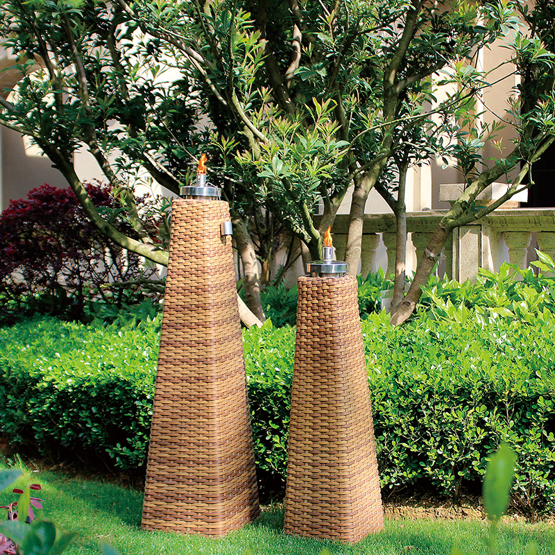 Outdoor Garden Decoration Bamboo Tiki Torch Rattan Oil Torches Lamp For Lawn