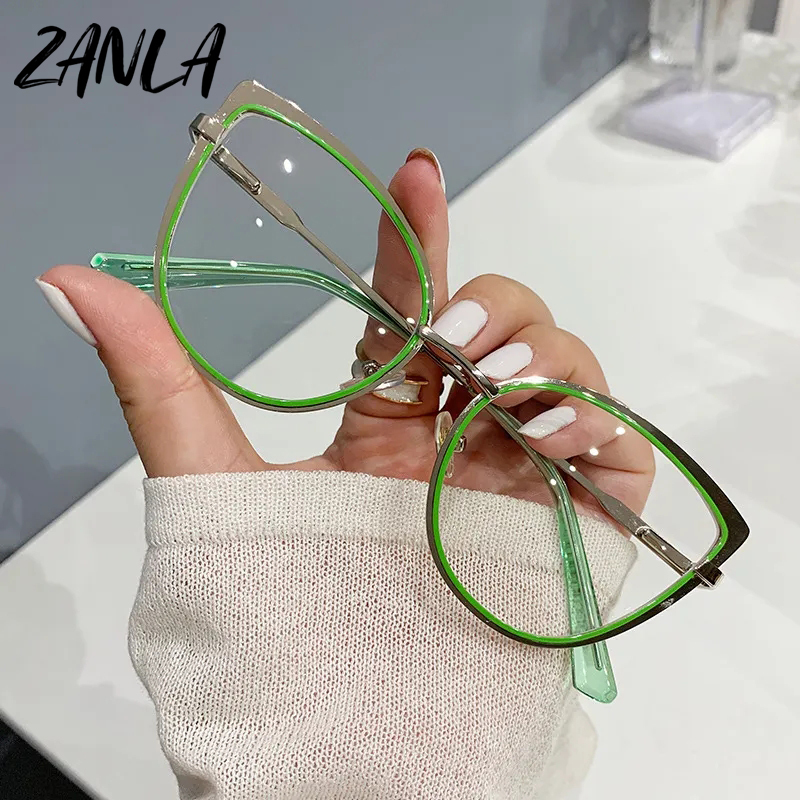 Retro Cat Eye Anti-blue Light Glasses Women Men Metal Optical Glasses Frame Fashion Triangle Frame Anti-blue Light Eyeglasses