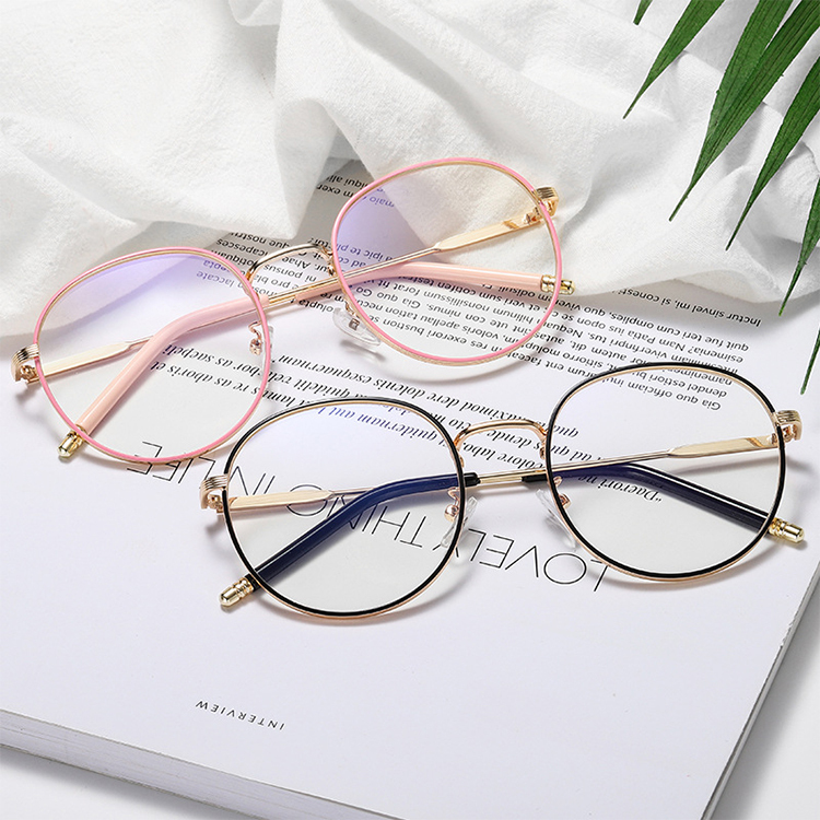Vintage Round Ladies Optical Eyeglasses Frame New Design Flat Lens Eyewear Trendy Women Anti-blue Light Glasses