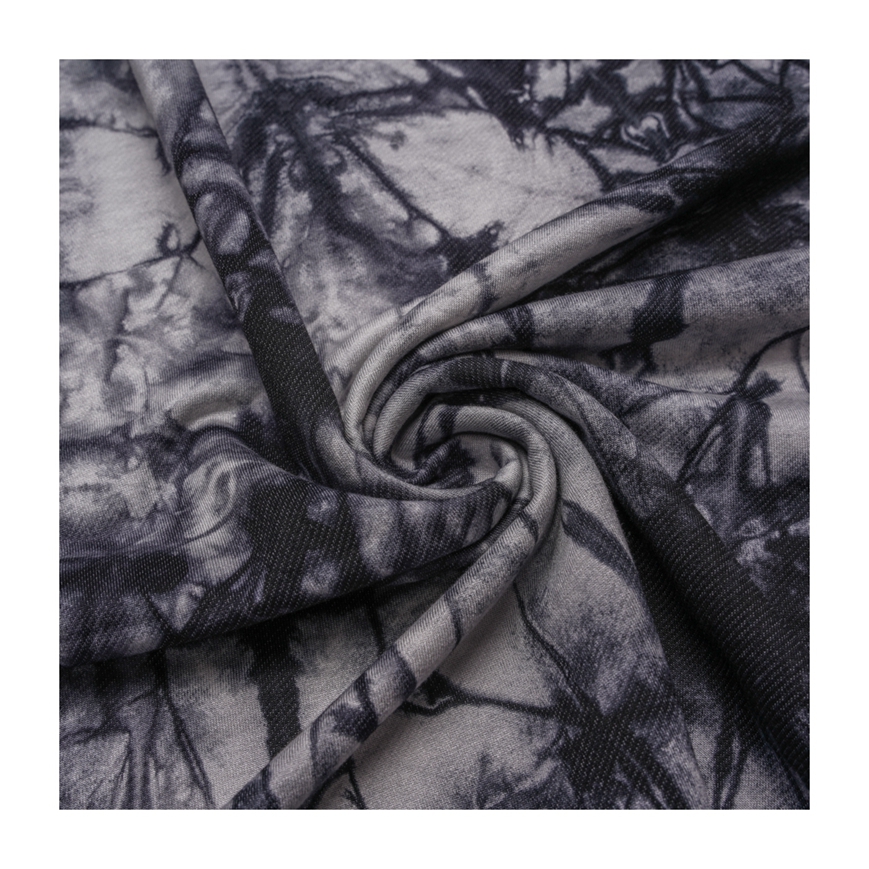 OEM новый цветочный дизайн Tie Dye Трикотажная джинсовая ткань полиэстер вискоза спандекс