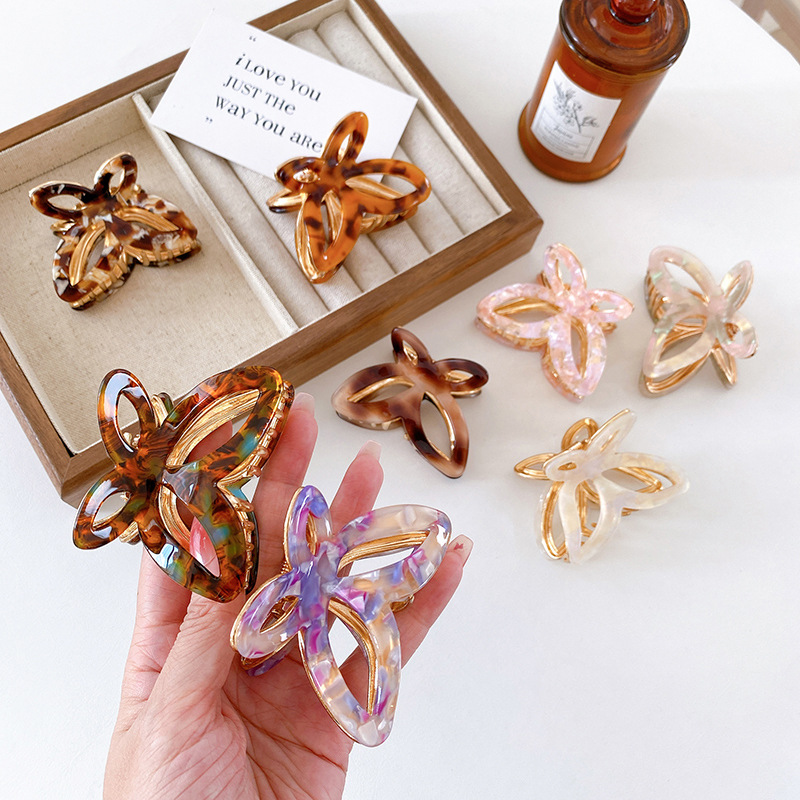 Kinling New Style Multi Color High Quality Sweet Butterfly Shark Hair Claws for Women