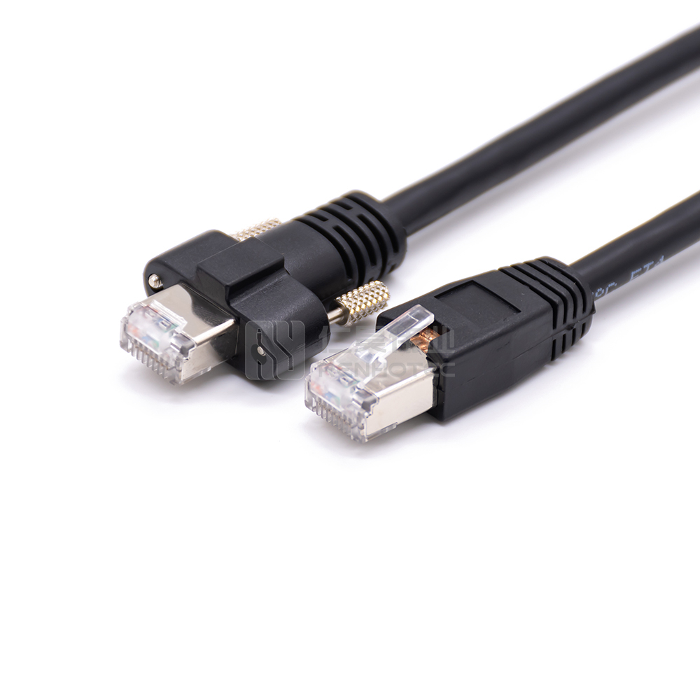 Черный 1 м промышленный кабель Ethernet RJ45 Cat 8
