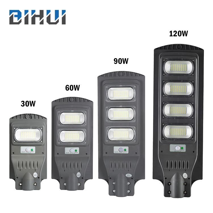 BIHUI регулируемый водонепроницаемый Ip65 30 Вт 60 Вт 90 Вт 120 Вт наружный интегрированный все в одном Солнечный СВЕТОДИОДНЫЙ дорожный светильник