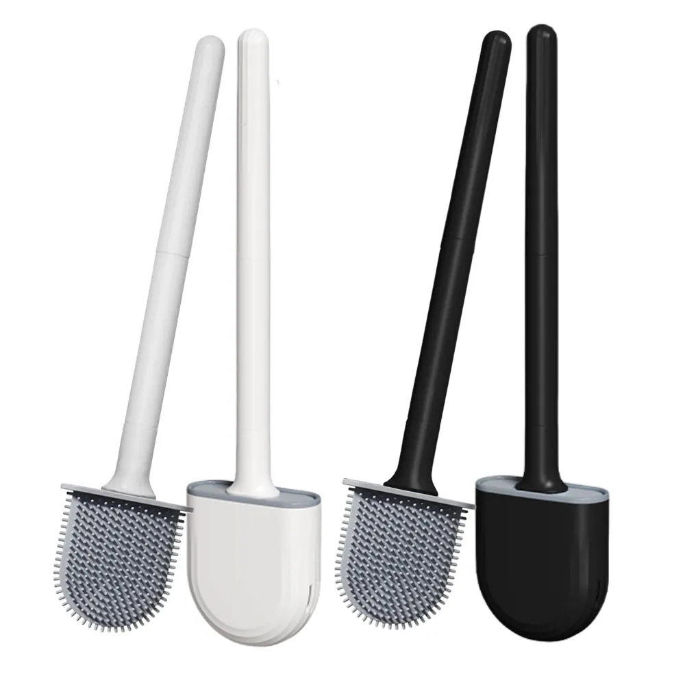 FF334 Wholesale Bathroom Toilet Bowl Cleaning Brush and Holder Set Wall Mounted TPR Silicone Toilet Brush