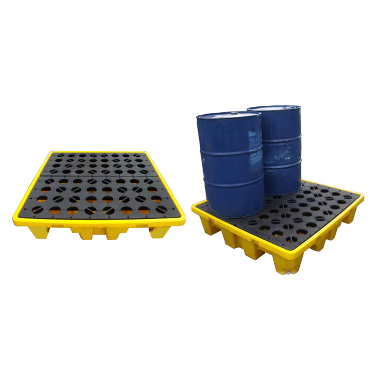 Hdpe Противоскользящий химический транспортировочный контейнер 4 масляных барабана Ibc пластиковый поддон для сдерживания пролива