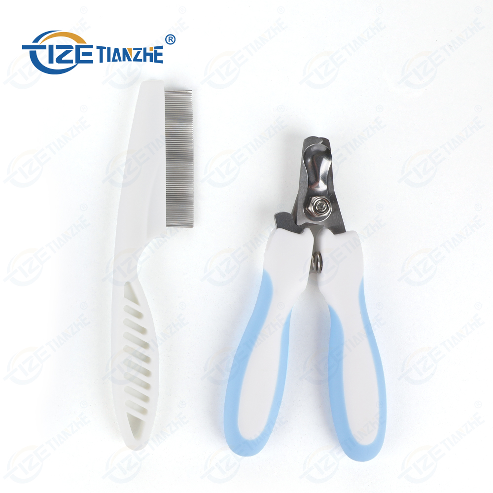 2 in 1 Professional solid pet grooming comb Kit Box Cats Dogs Nail Clippers File Wire pet Dog massage brush pet shedding tool