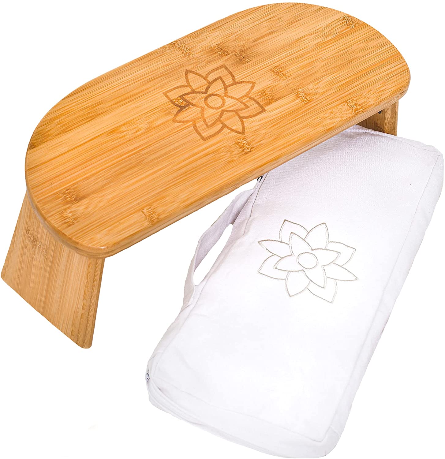 Folding Meditation Bench Wooden Seiza Kneeling Stool Ergonomic Bamboo Yaga Stool with Portable Carry Bag