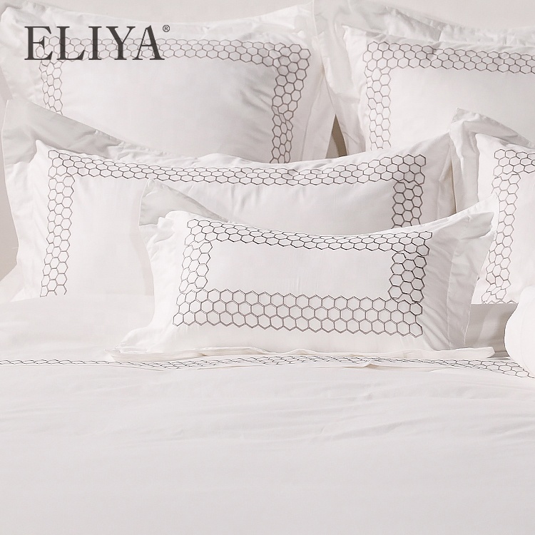 New Product For Embroidery Honeycomb Style Bedding Set, Popular Style For Hotel Linen