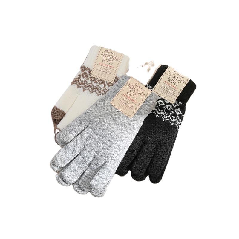 Magic Touch Screen Gloves для Men и Women, Warm Stretch Knitted Wool Mittens, Decorative Pattern, Acrylic, winter, 2022