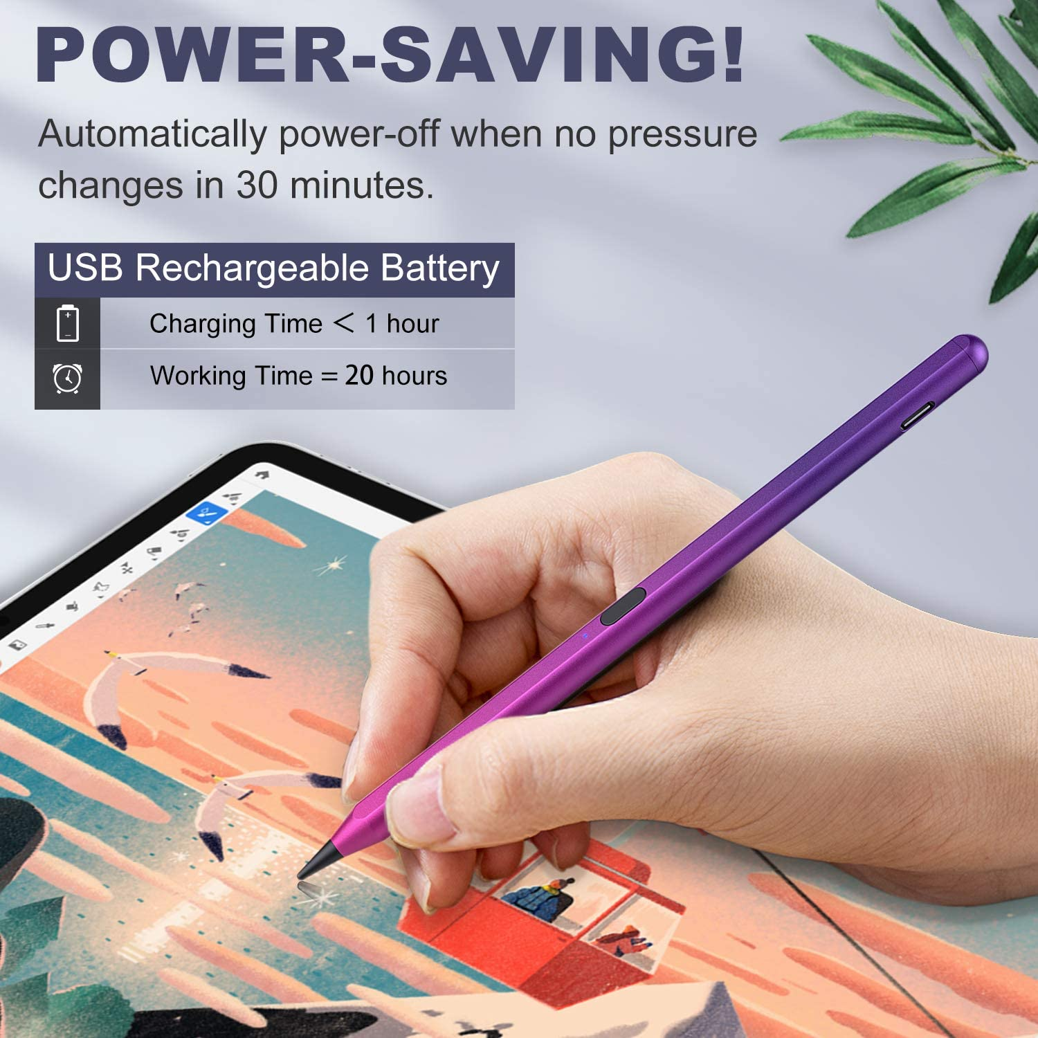 TiMOVO Stylus Pencil for iPad with Palm Rejection,Gradient Purple
