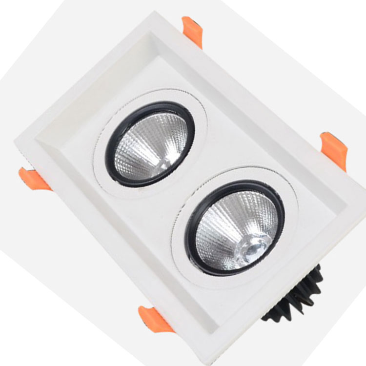 Double-headed square COB ceiling spotlights the background wall of the hotel living room lobby 7W