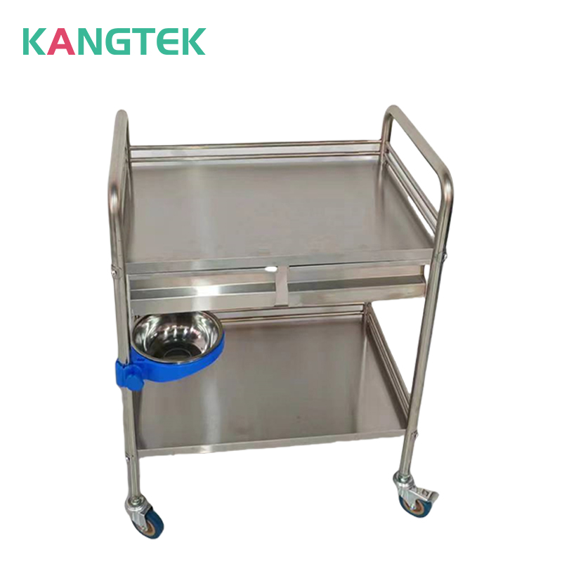 Hospital Medical Treatment Cart operating trolley 2 layers 201 stainless steel Surgical instrument trolley With drawer