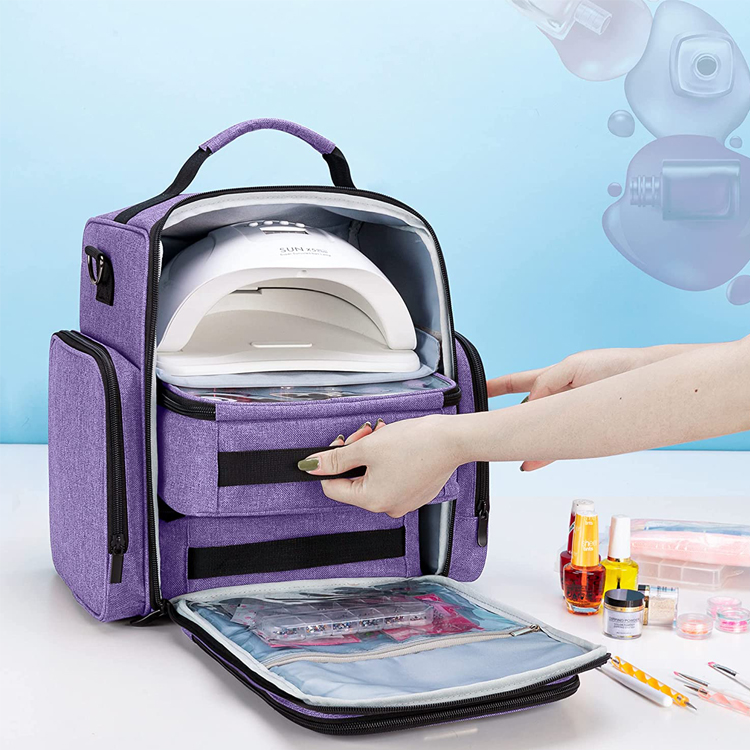 New Storage Case Custom Logo Storage Bag Travel Women Nail Polish Organizer With Removable Pouches