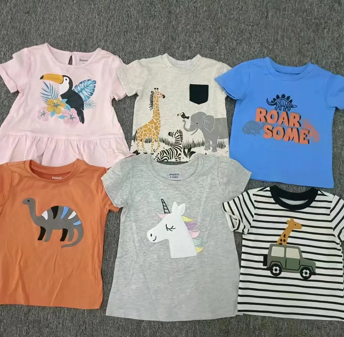 Wholesale Apparel stock from Bangladesh  Branded Overruns surplus Cotton Baby Clothes Set  T-shirts and shorts Baby Clothing Set