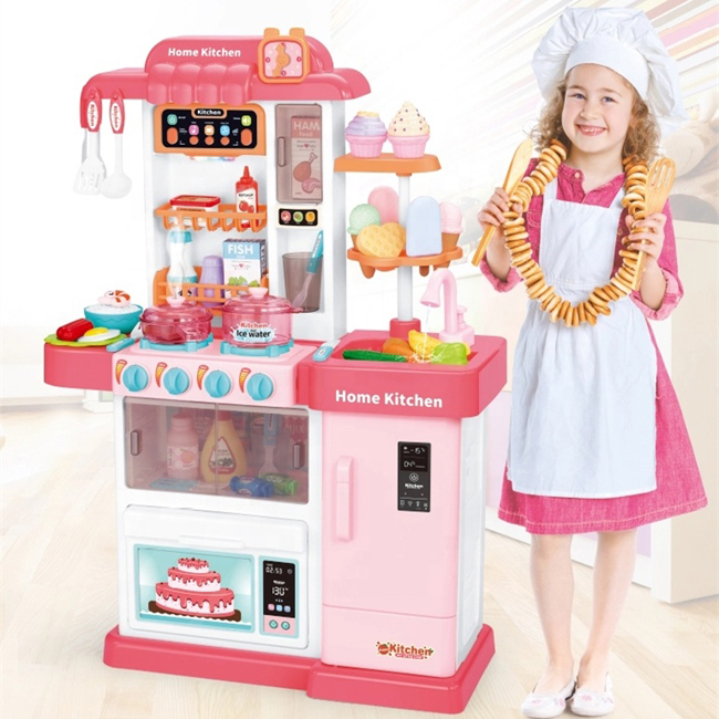 Girl pretend play toy kitchen cake cooking set pastry chef touch scteen faucet sprayer funny kitchen toys for kids
