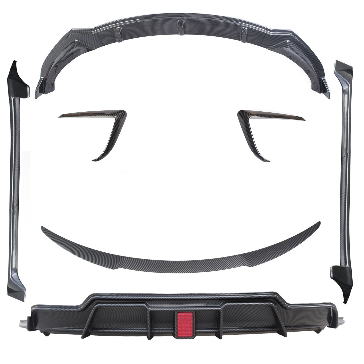 Full Body Kit for Tesla Model 3  Wide Body Kit Bumper Side Skirt Rear Spoiler Front Lights Trim and Front Bumper Lip Spoiler
