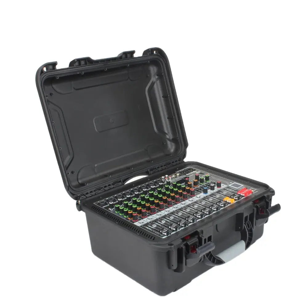 GAX-HM80 professional dj flight mixer 8 channel hard mixer case with amplifier integrated high-power audio set for outdoor stage