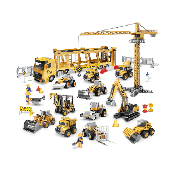 Simulation alloy engineering vehicle series tower crane set toy car