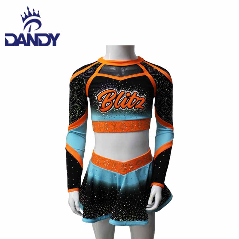 Wholesale High School Cheerleading Outfits Custom Cheerleading Uniform With Rhinestone