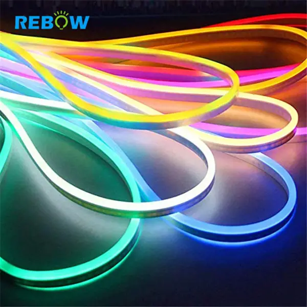 Rebow China Neon Strip High Lumens Silicon 12V Rgb Led Neon Flex Strip Light 220V For Ceiling
