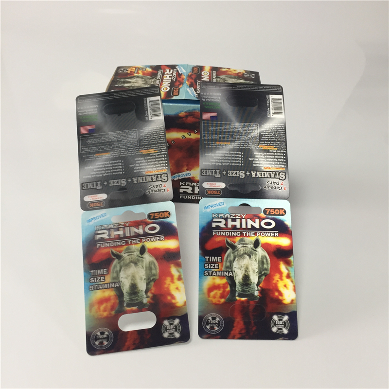 3D Krazzy Rhino blue 750k (с одним отверстием) карты для упаковки носорогов