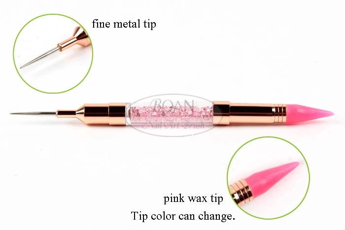 BQAN Dual end Rose Gold Handle Nail Art Tools Rhinestone Studs Wax Picker Dotting Pen