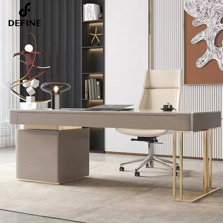 B Guangdong Nordic Office Table Desk Furniture With Drawers Solid Wood Modern Marble Office Desk