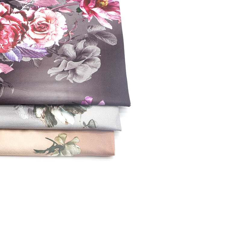 No MOQ custom floral flower design in stock eco friendly polyester spandex digital print fabric for dress